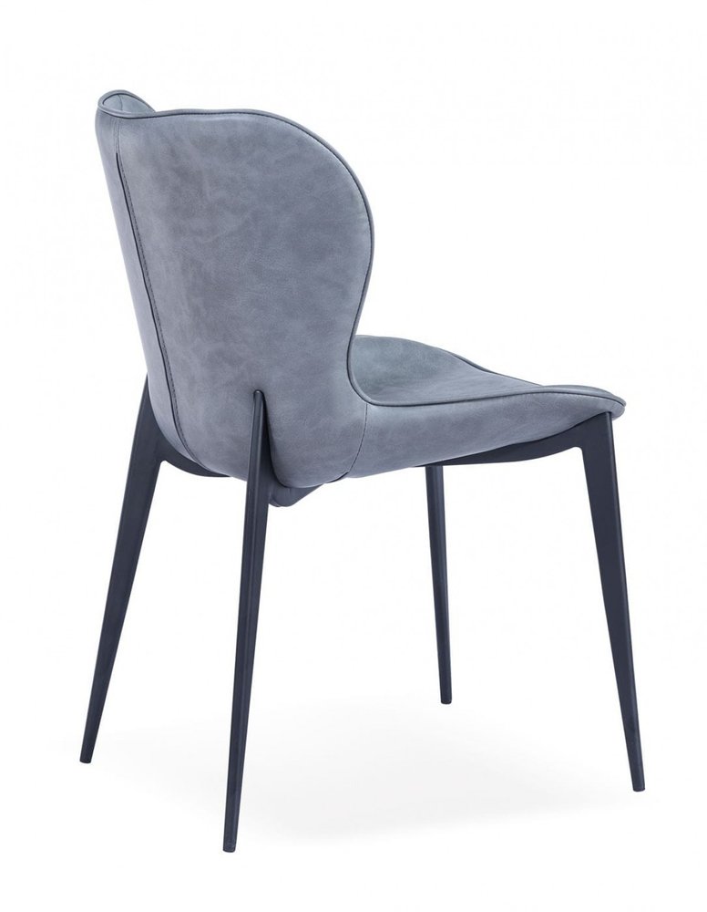 Set of Two Gray and Black Upholstered Faux Leather Dining Side Chairs HomeRoots