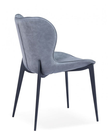 Set of Two Gray and Black Upholstered Faux Leather Dining Side Chairs HomeRoots