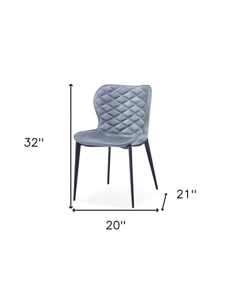 Set of Two Gray and Black Upholstered Faux Leather Dining Side Chairs HomeRoots