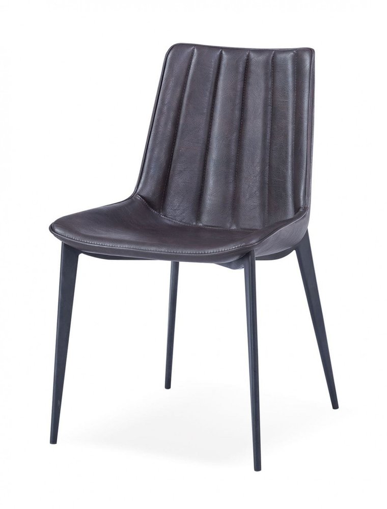 Set of Two Brown and Black Upholstered Faux Leather Dining Side Chairs HomeRoots