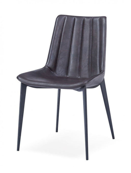 Set of Two Brown and Black Upholstered Faux Leather Dining Side Chairs HomeRoots