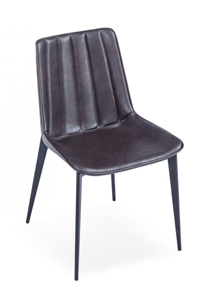 Set of Two Brown and Black Upholstered Faux Leather Dining Side Chairs HomeRoots
