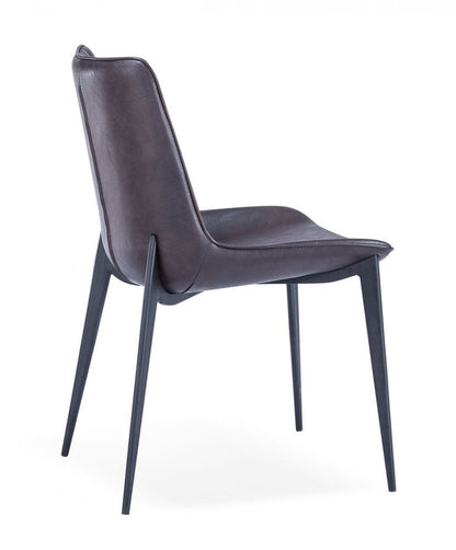 Set of Two Brown and Black Upholstered Faux Leather Dining Side Chairs HomeRoots