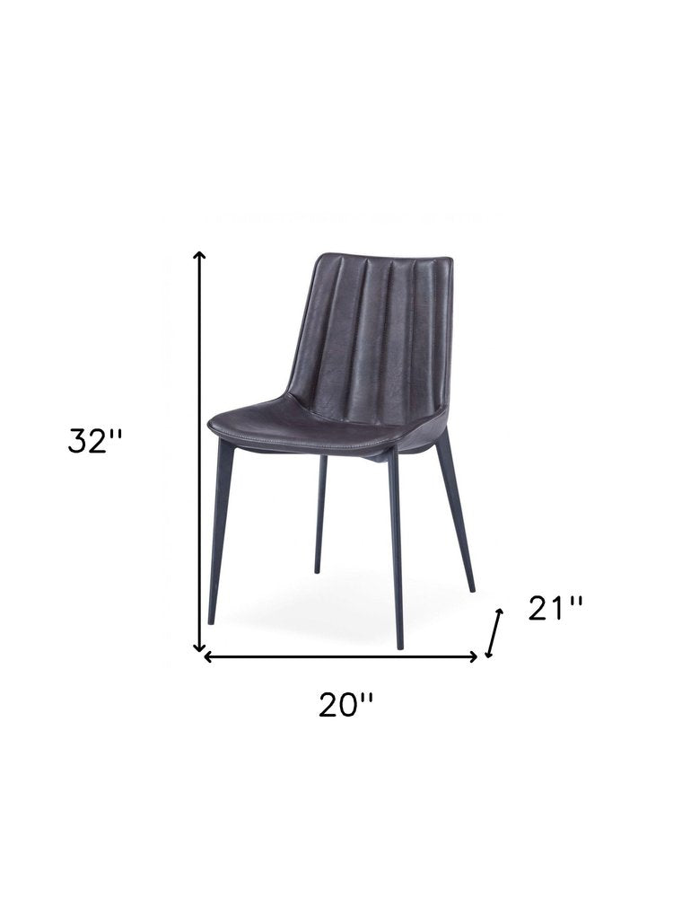 Set of Two Brown and Black Upholstered Faux Leather Dining Side Chairs HomeRoots