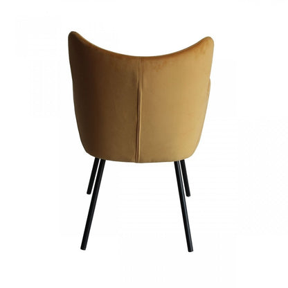 Yellow and Black Upholstered Velvet Wing Back Dining Arm Chair HomeRoots
