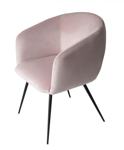 Pink and Black Upholstered Velvet Dining Arm Chair HomeRoots