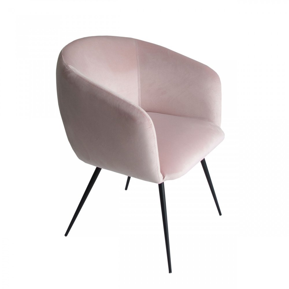 Pink and Black Upholstered Velvet Dining Arm Chair HomeRoots