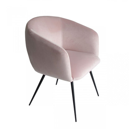 Pink and Black Upholstered Velvet Dining Arm Chair HomeRoots