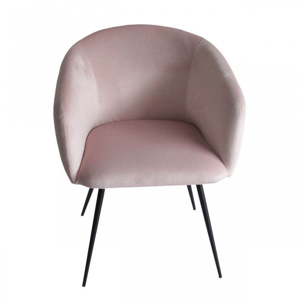Pink and Black Upholstered Velvet Dining Arm Chair HomeRoots