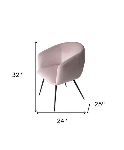 Pink and Black Upholstered Velvet Dining Arm Chair HomeRoots