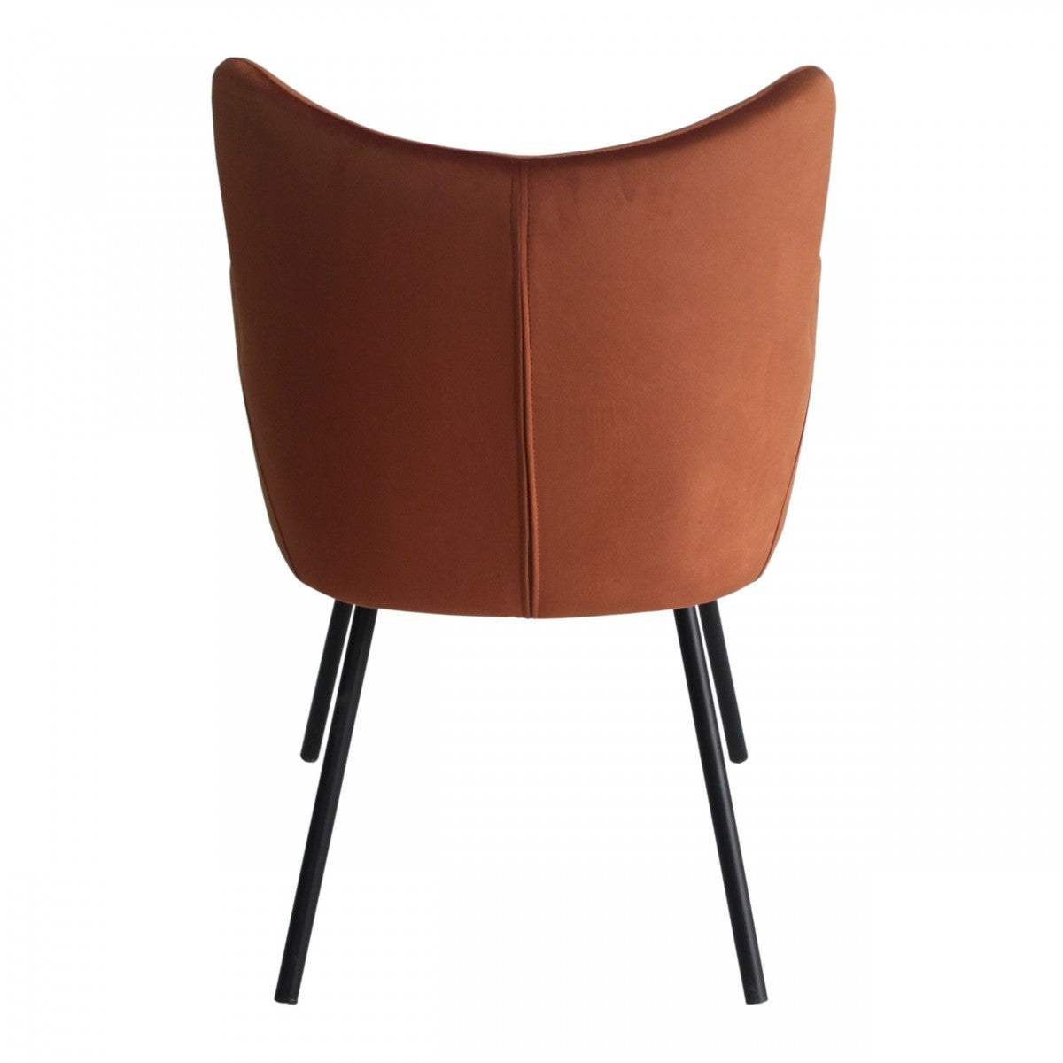 Rust Orange Curvy Velvet and Black Modern Dining Chair