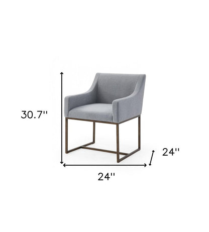 Gray and Antiqued Brass Upholstered Fabric Dining Arm Chair HomeRoots