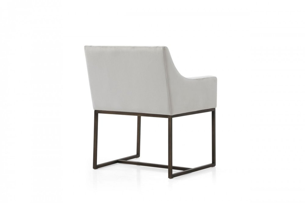 Beige and Antiqued Brass Upholstered Fabric Dining Arm Chair HomeRoots
