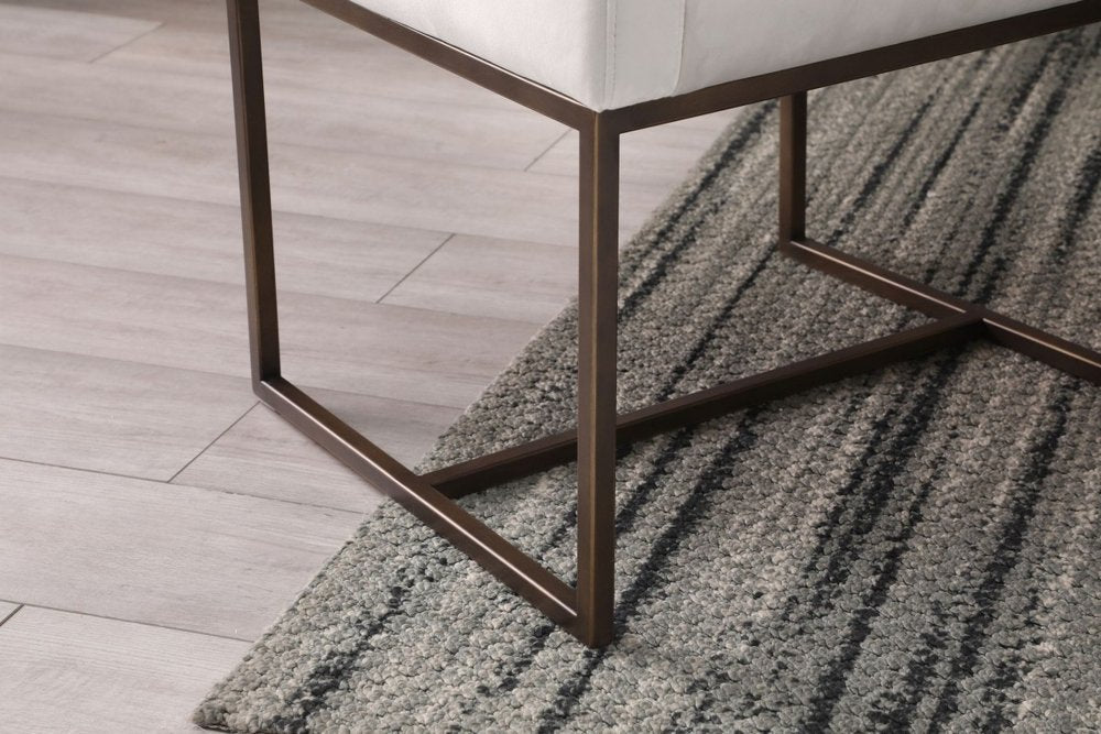 Beige and Antiqued Brass Upholstered Fabric Dining Arm Chair HomeRoots