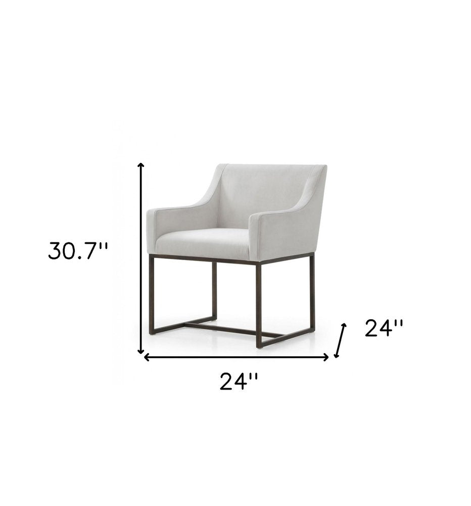 Beige and Antiqued Brass Upholstered Fabric Dining Arm Chair HomeRoots