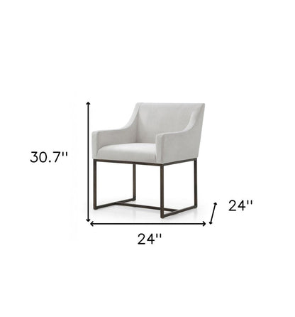 Beige and Antiqued Brass Upholstered Fabric Dining Arm Chair HomeRoots