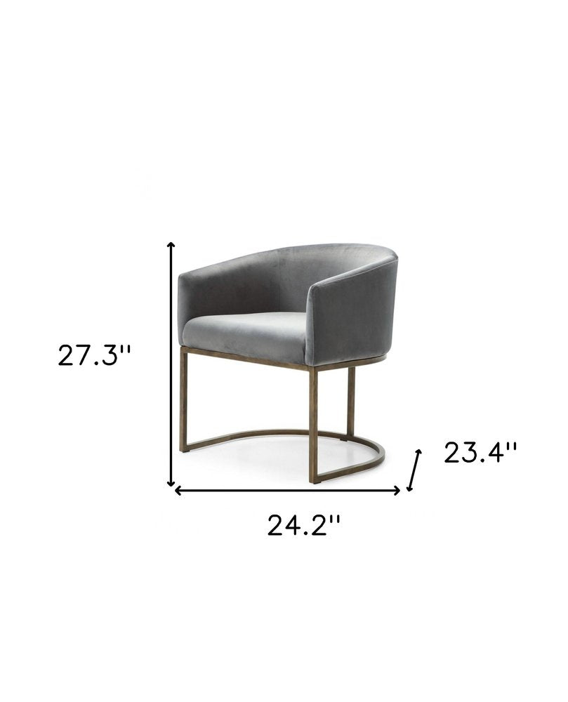 Gray And Brass Upholstered Velvet Dining Arm Chair HomeRoots