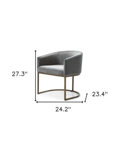 Gray And Brass Upholstered Velvet Dining Arm Chair HomeRoots