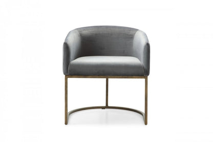 Gray And Brass Upholstered Velvet Dining Arm Chair HomeRoots