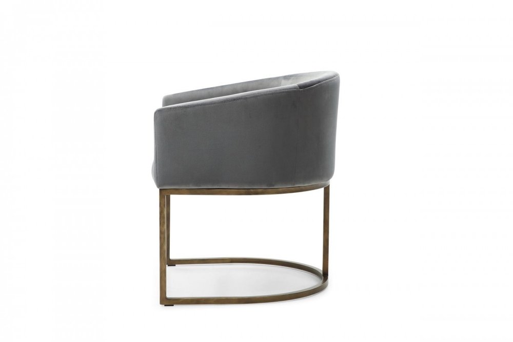 Gray And Brass Upholstered Velvet Dining Arm Chair HomeRoots