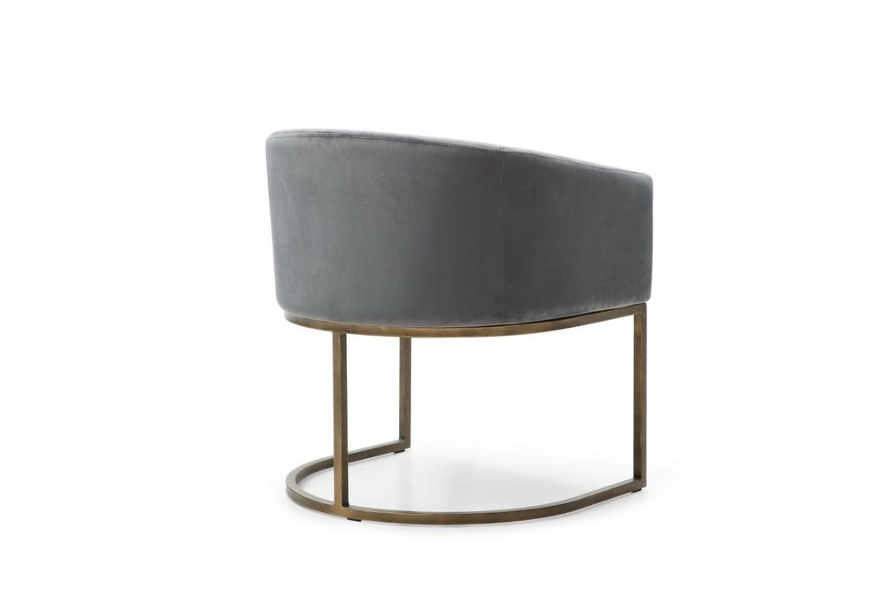Gray And Brass Upholstered Velvet Dining Arm Chair HomeRoots