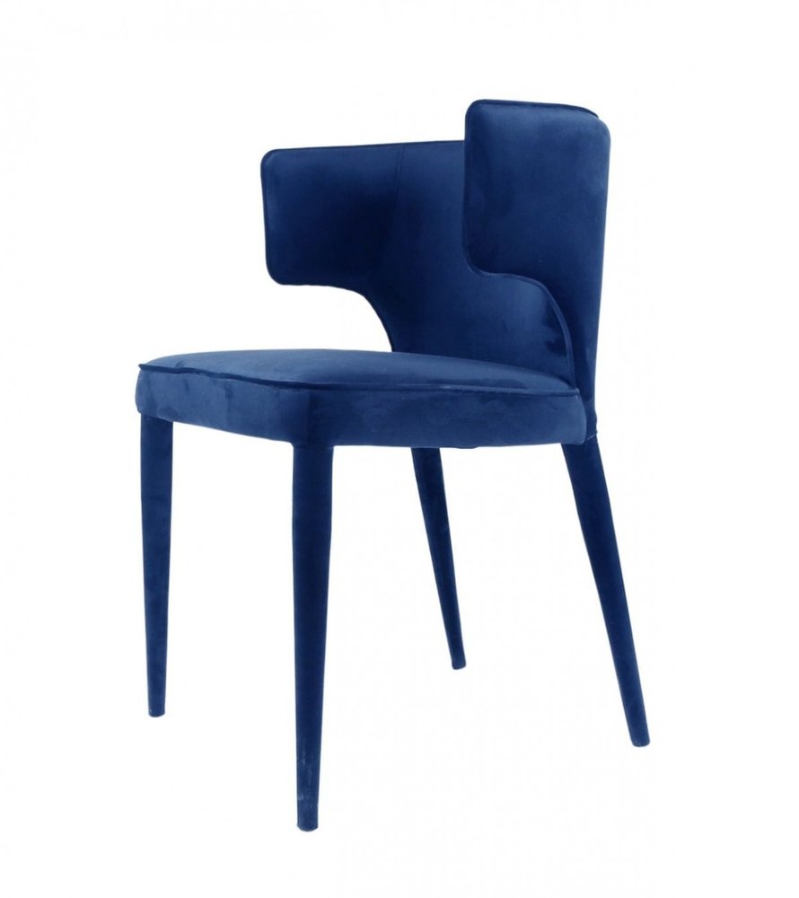 Blue Upholstered Velvet Wing Back Dining Arm Chair HomeRoots