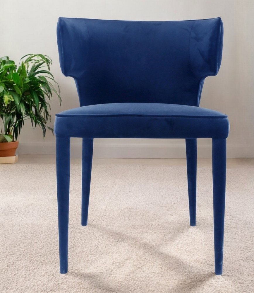 Blue Upholstered Velvet Wing Back Dining Arm Chair HomeRoots