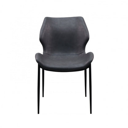 Set of Two Gray and Black Upholstered Faux Leather Wing Back Dining Side Chairs HomeRoots