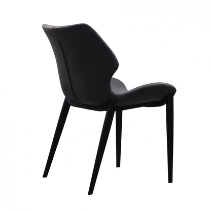 Set of Two Gray and Black Upholstered Faux Leather Wing Back Dining Side Chairs HomeRoots