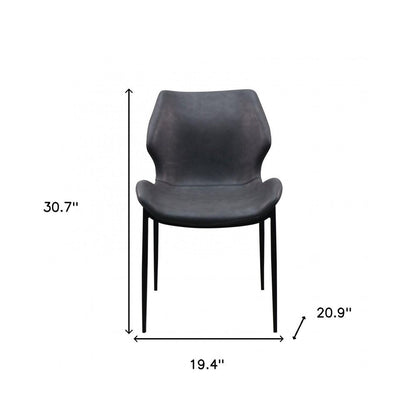 Set of Two Gray and Black Upholstered Faux Leather Wing Back Dining Side Chairs HomeRoots