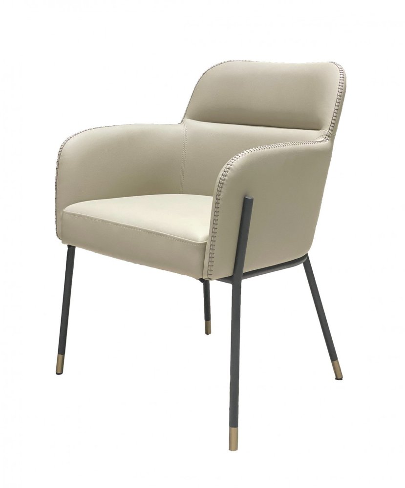 Gray and Black Upholstered Faux Leather Slat Back Dining Arm Chair HomeRoots