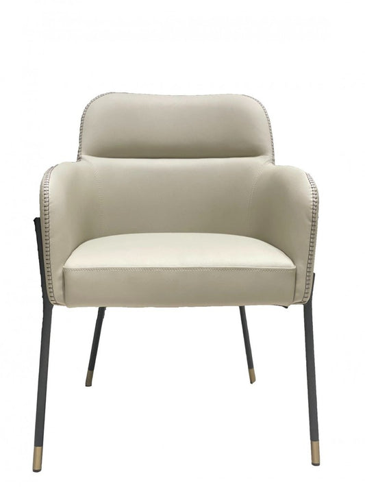 Gray and Black Upholstered Faux Leather Slat Back Dining Arm Chair HomeRoots