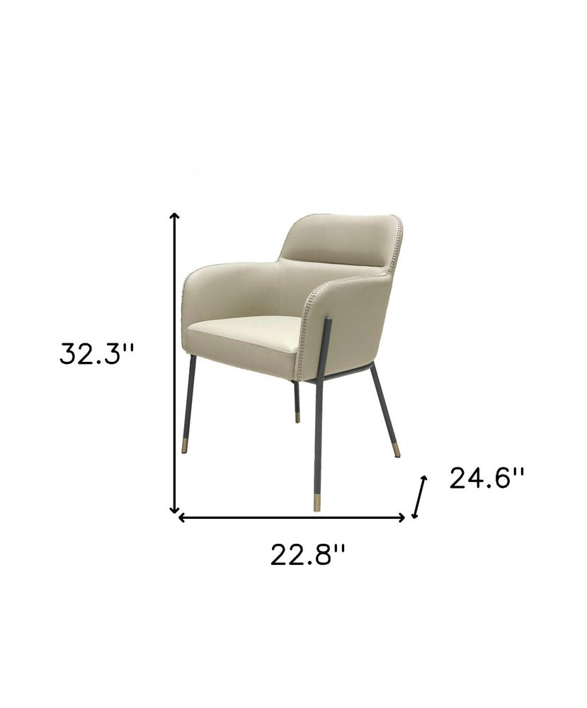 Gray and Black Upholstered Faux Leather Slat Back Dining Arm Chair HomeRoots