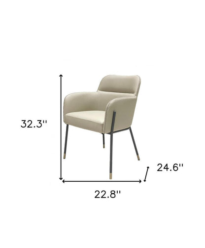 Gray and Black Upholstered Faux Leather Slat Back Dining Arm Chair HomeRoots