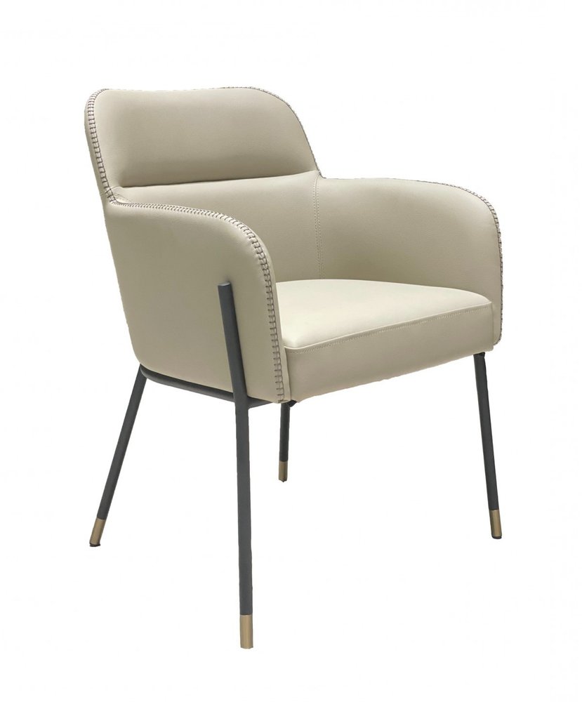 Gray and Black Upholstered Faux Leather Slat Back Dining Arm Chair HomeRoots