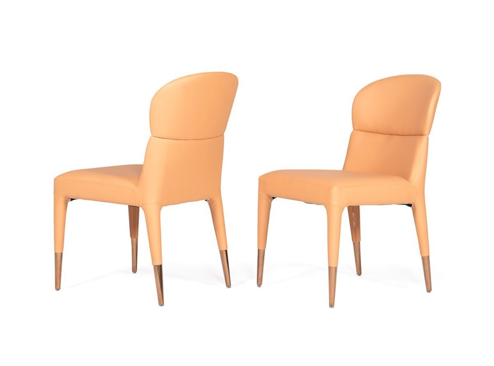 Set of Two Peach Upholstered Fabric Dining Side Chairs HomeRoots