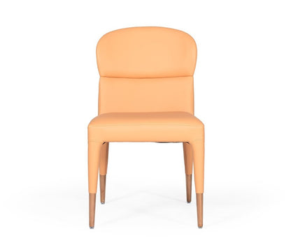 Set of Two Peach Upholstered Fabric Dining Side Chairs HomeRoots