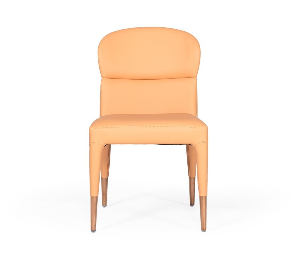 Set of Two Peach Upholstered Fabric Dining Side Chairs HomeRoots