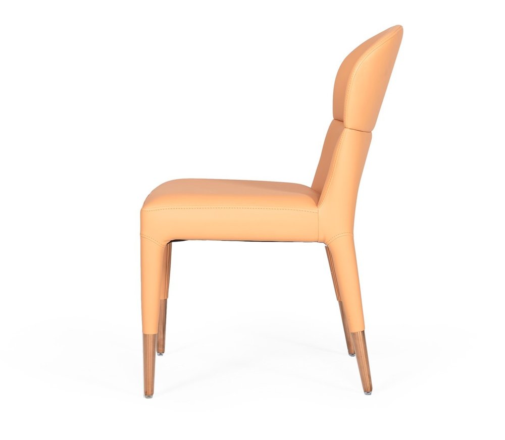 Set of Two Peach Upholstered Fabric Dining Side Chairs HomeRoots