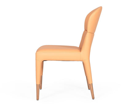 Set of Two Peach Upholstered Fabric Dining Side Chairs HomeRoots