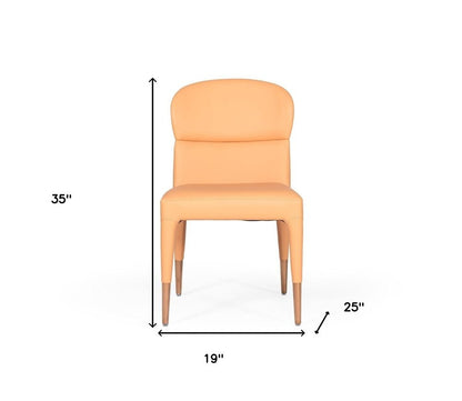 Set of Two Peach Upholstered Fabric Dining Side Chairs HomeRoots