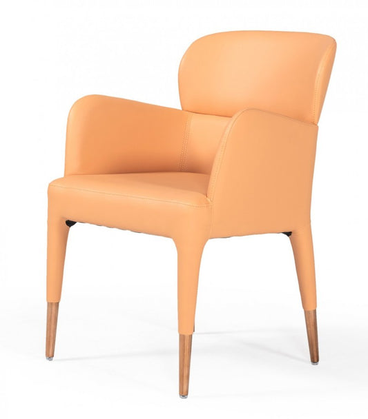 Peach Upholstered Fabric Dining Arm Chair HomeRoots