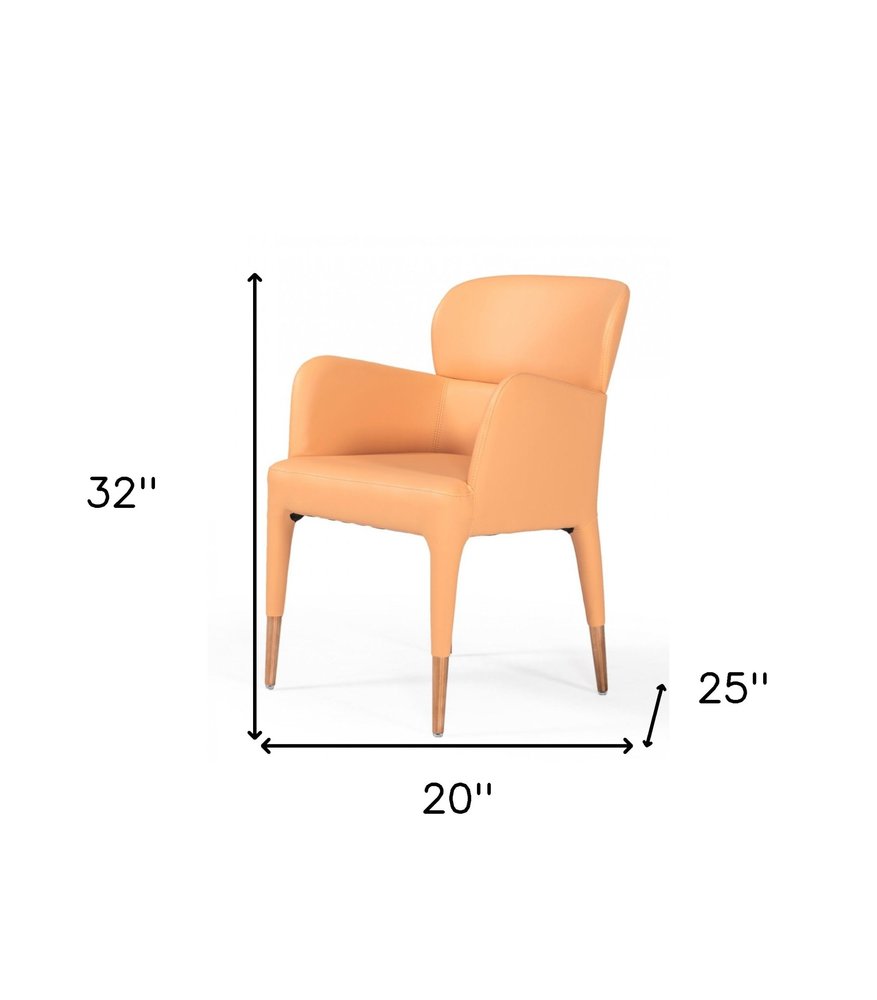 Peach Upholstered Fabric Dining Arm Chair HomeRoots