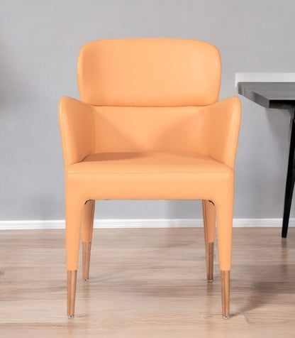 Peach Upholstered Fabric Dining Arm Chair HomeRoots