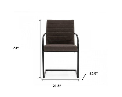 Set of Two Brown and Black Upholstered Faux Leather Dining Arm Chairs HomeRoots