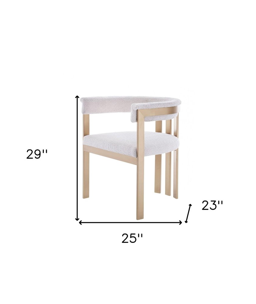 Beige and Gold Upholstered Velvet Slat Back Dining Arm Chair HomeRoots