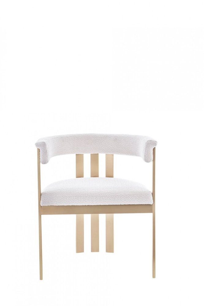 Beige and Gold Upholstered Velvet Slat Back Dining Arm Chair HomeRoots