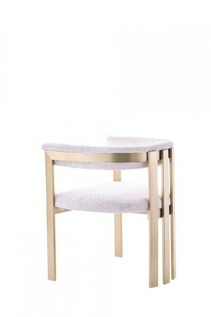 Beige and Gold Upholstered Velvet Slat Back Dining Arm Chair HomeRoots