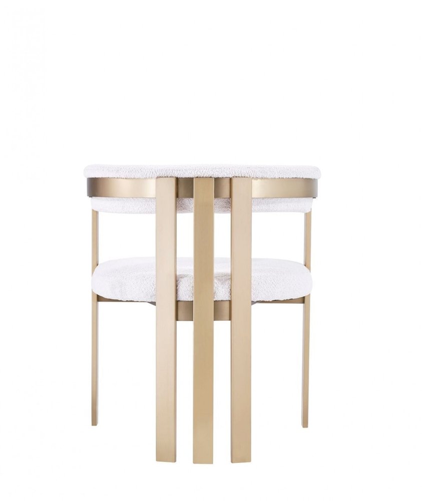 Beige and Gold Upholstered Velvet Slat Back Dining Arm Chair HomeRoots