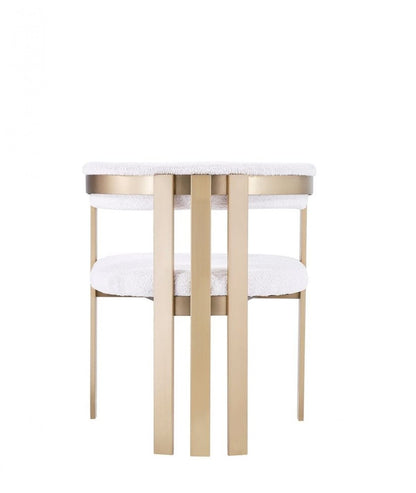 Beige and Gold Upholstered Velvet Slat Back Dining Arm Chair HomeRoots